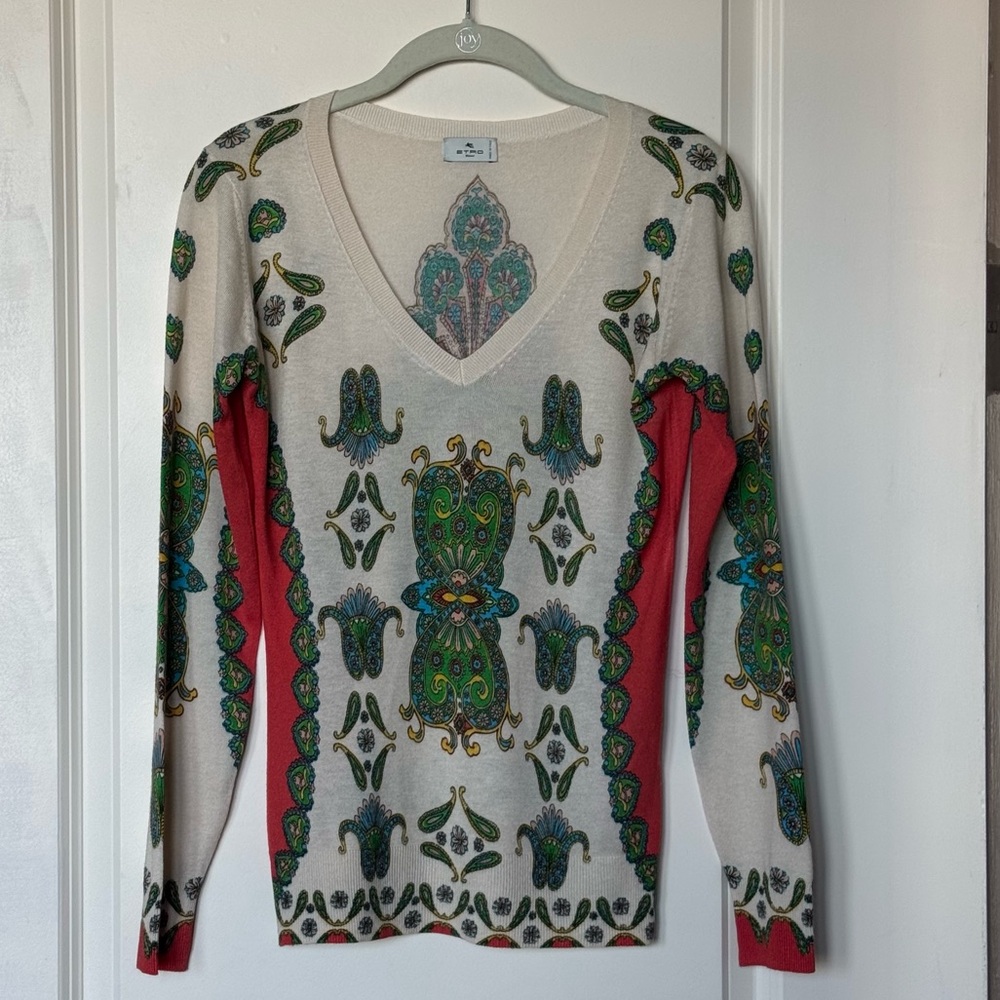 Etro multicolored cashmere silk pullover top